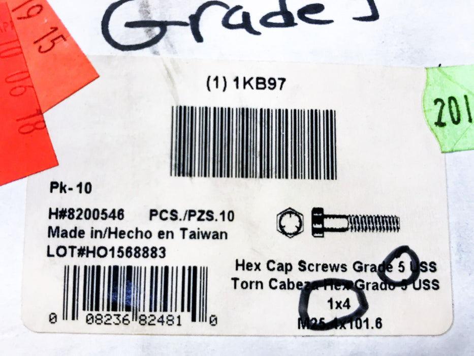 Hillman 1"x4" Grade 5 Hex Cap Screws  8200546 [Lot of 10] NOS