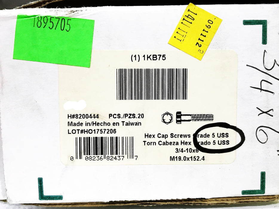 Hillman 3/4"-10x6" Grade 5 Hex Cap Screws  8200444 [Lot of 19] NOS