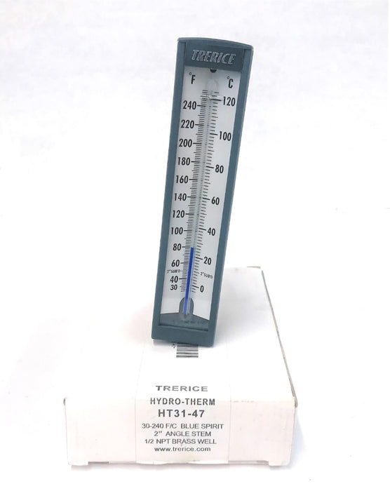 Trerice Hydro-Therm 30-240 F/C Blue Spirit Thermometer HT31-47 NOS