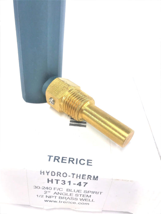 Trerice Hydro-Therm 30-240 F/C Blue Spirit Thermometer HT31-47 NOS