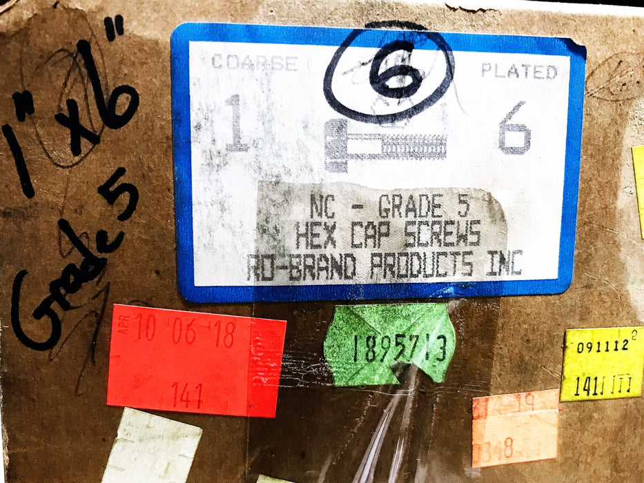 Unbranded Grade 5 Hex Head 1"x6" Cap Screws [Lot of 10] NOS