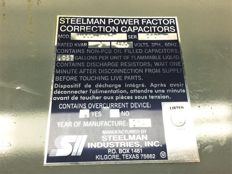 Steelman Power Capacitor Converter M003-480-F USED