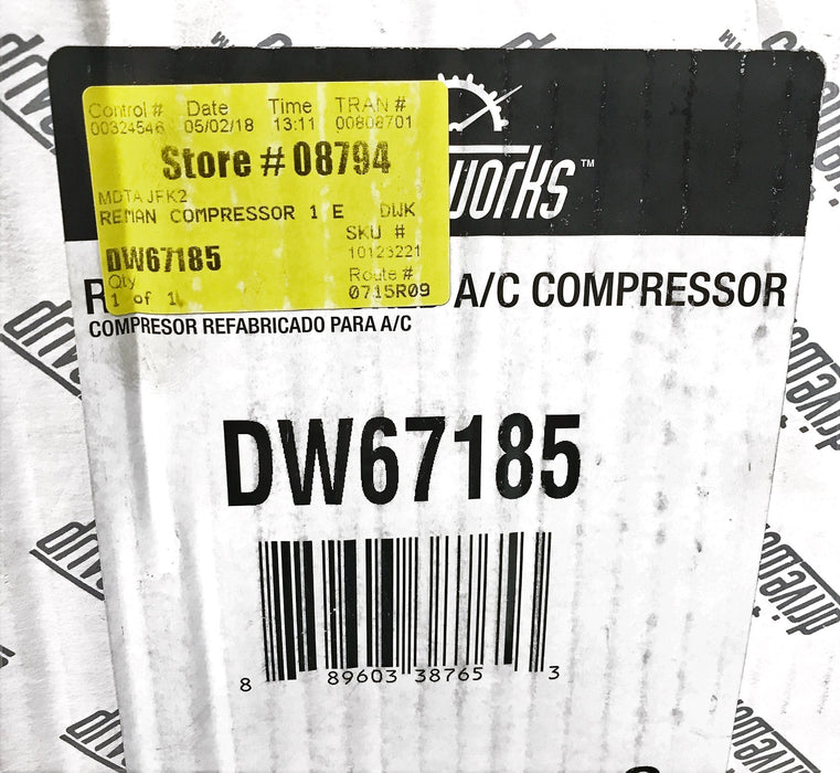 Driveworks Re-Manufactured Compressor Assembly DW67185 NOS