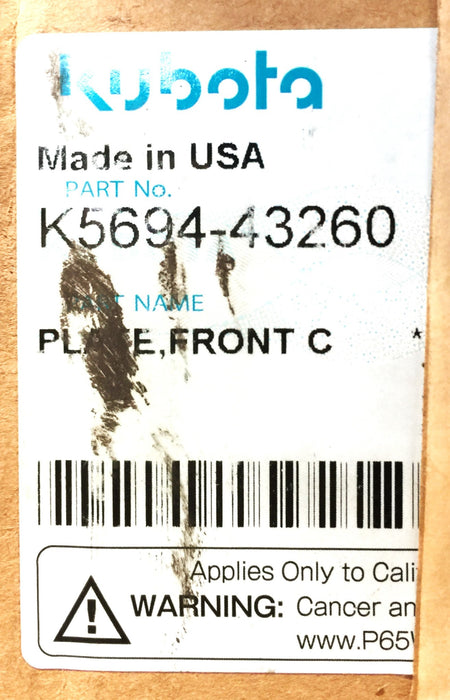 Kubota Front C Plate K5694-43260 NOS