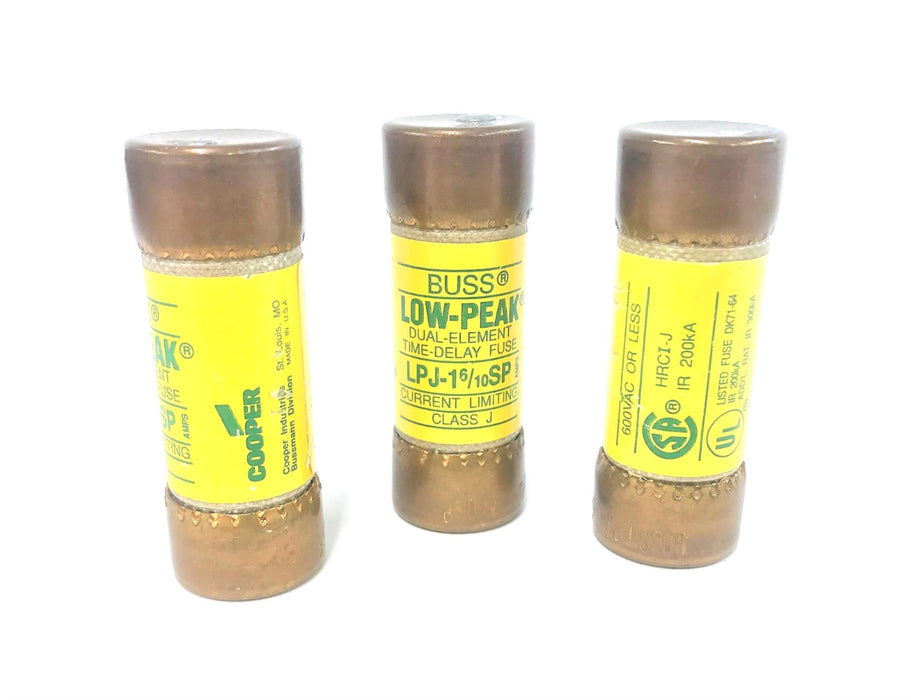 Bussmann Low-Peak Dual-Element Time-Delay Fuse LPJ-1 6/10SP [Lot of 3] NOS