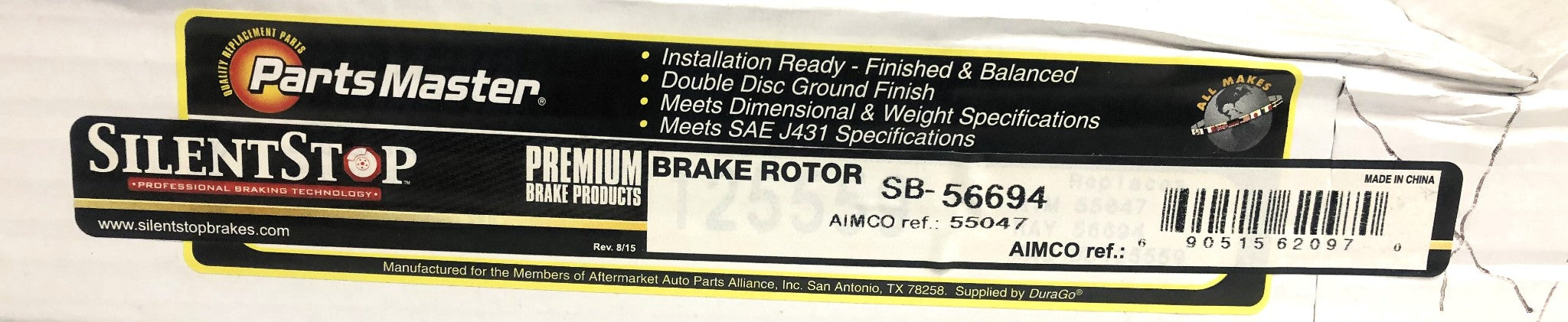 Silent Stop Parts Master Brake Disc Rotor SB-56694 (55047) NOS