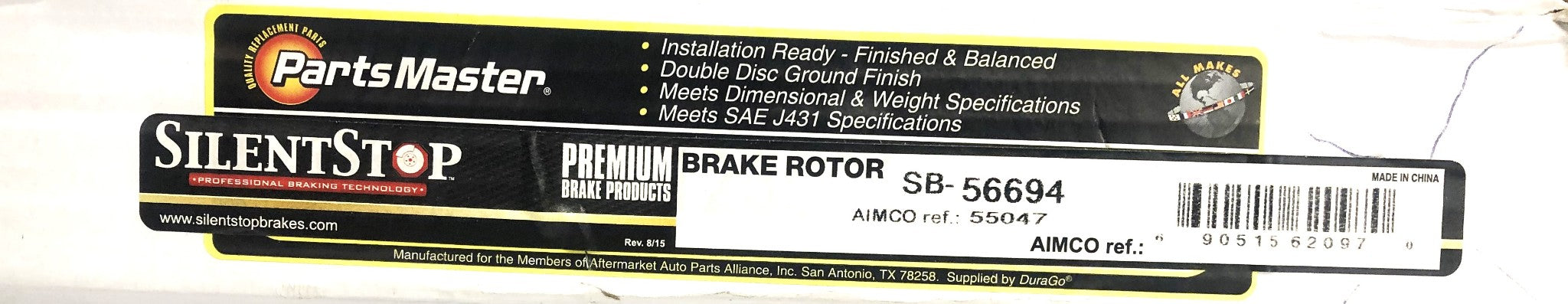 Silent Stop Parts Master Brake Disc Rotor SB-56694 (BR55047) NOS
