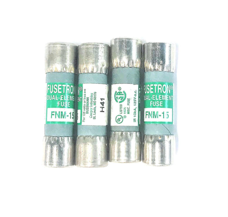 Bussmann Fusetron Dual-Element Fuse FNM-15 [Lot of 4] NOS