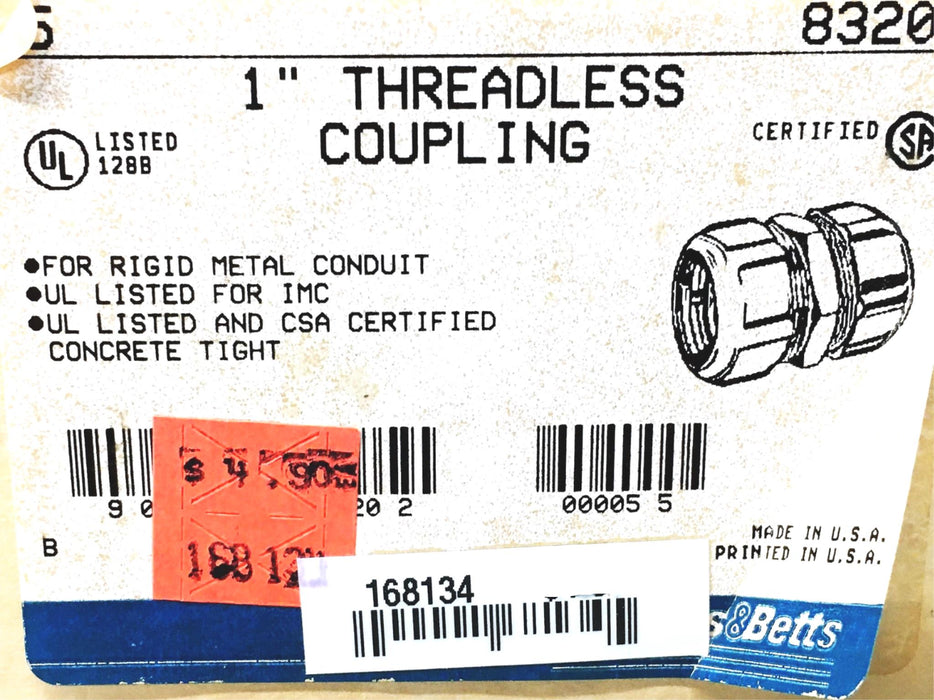 Thomas & Betts 1 Inch Threadless Coupling 8320 [Lot of 3] NOS
