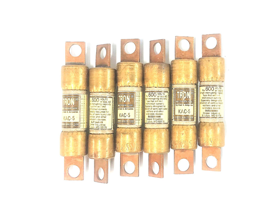Bussmann Tron Recitifier Fuse 600Vac KAC-5 [Lot of 6] NOS