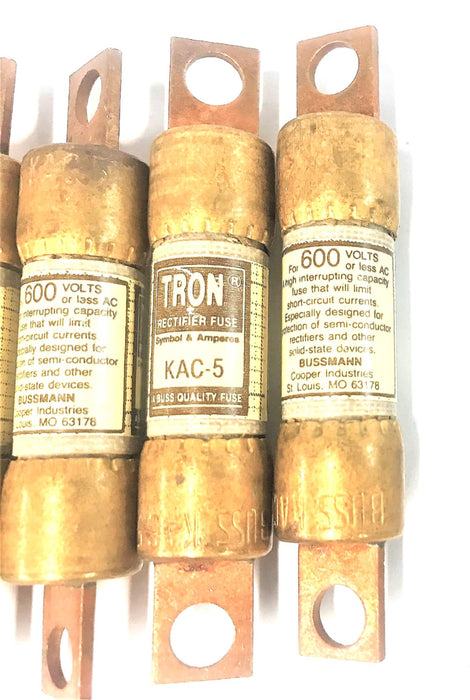 Bussmann Tron Recitifier Fuse 600Vac KAC-5 [Lot of 6] NOS