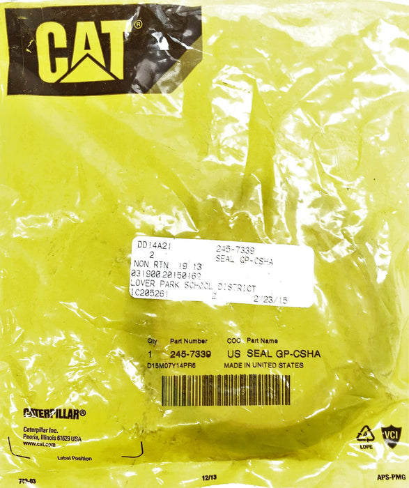 Caterpillar/CAT Seal 245-7339 NOS