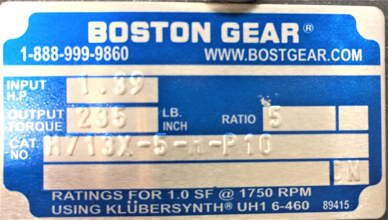 BOSTON GEAR Worm Gear Speed Reducer H713X-5-H-P10 NOS