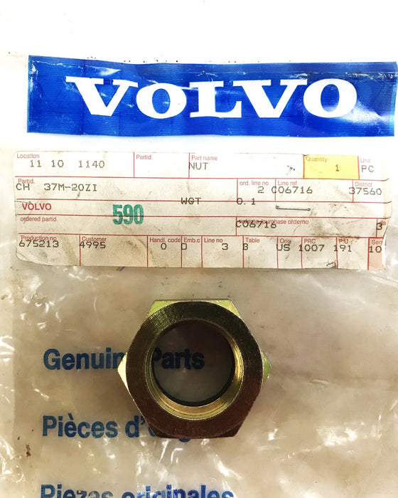 Volvo Construction OEM 1-1/8" Yellow Zinc Plated Steel Lock Nut CH37M-20Z NOS
