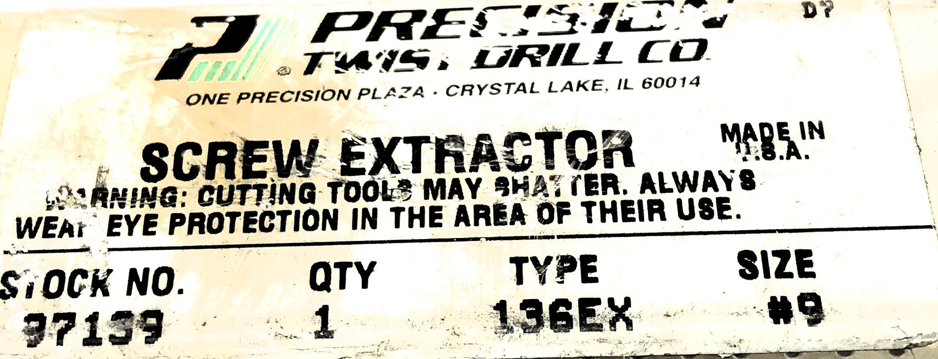 Precision Twist Drill Co. 136EX Size #9 Screw Extractor 97139 NOS
