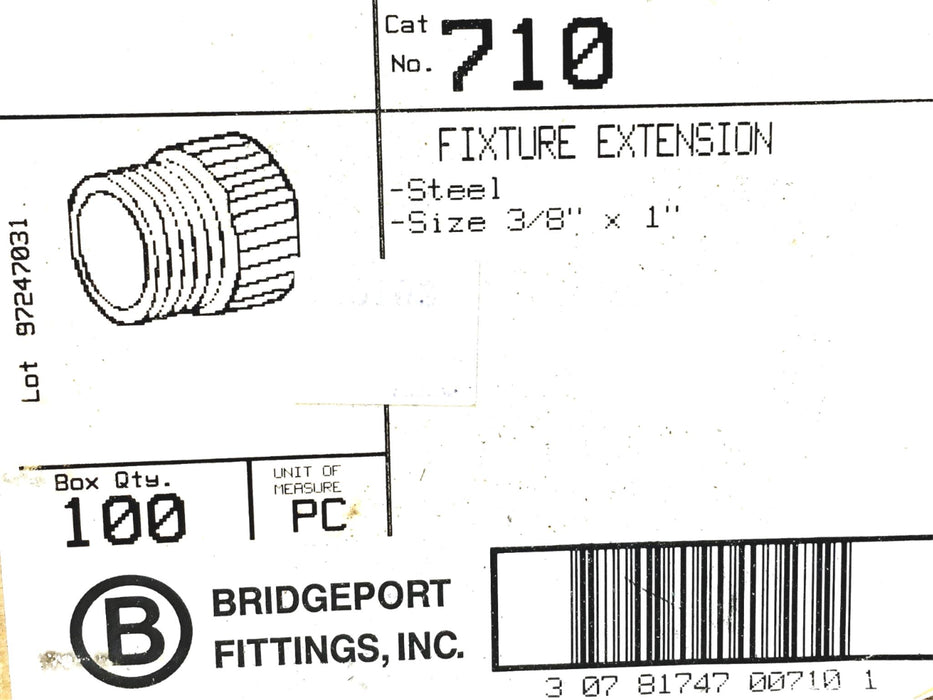 Bridgeport 3/8X1 Inch Fixture Extension 710 [Lot of 26] NOS