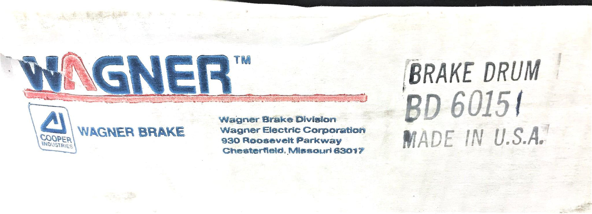 Wagner Brake Drum BD60151 NOS