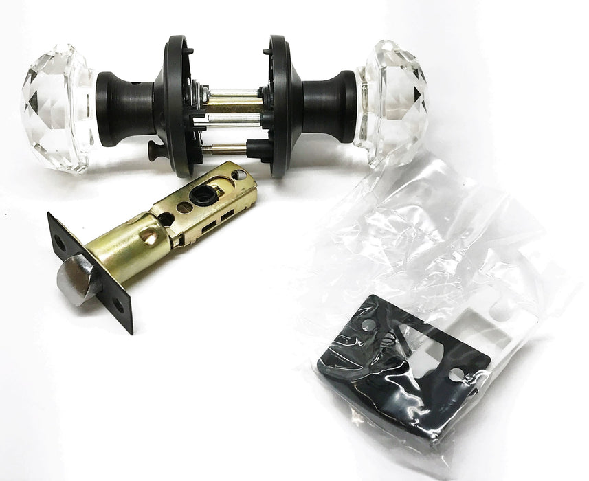 Golden Time Hardware Crystal Door Knob Assembly w Dark Brown Bezel DLC30RBBK NOS
