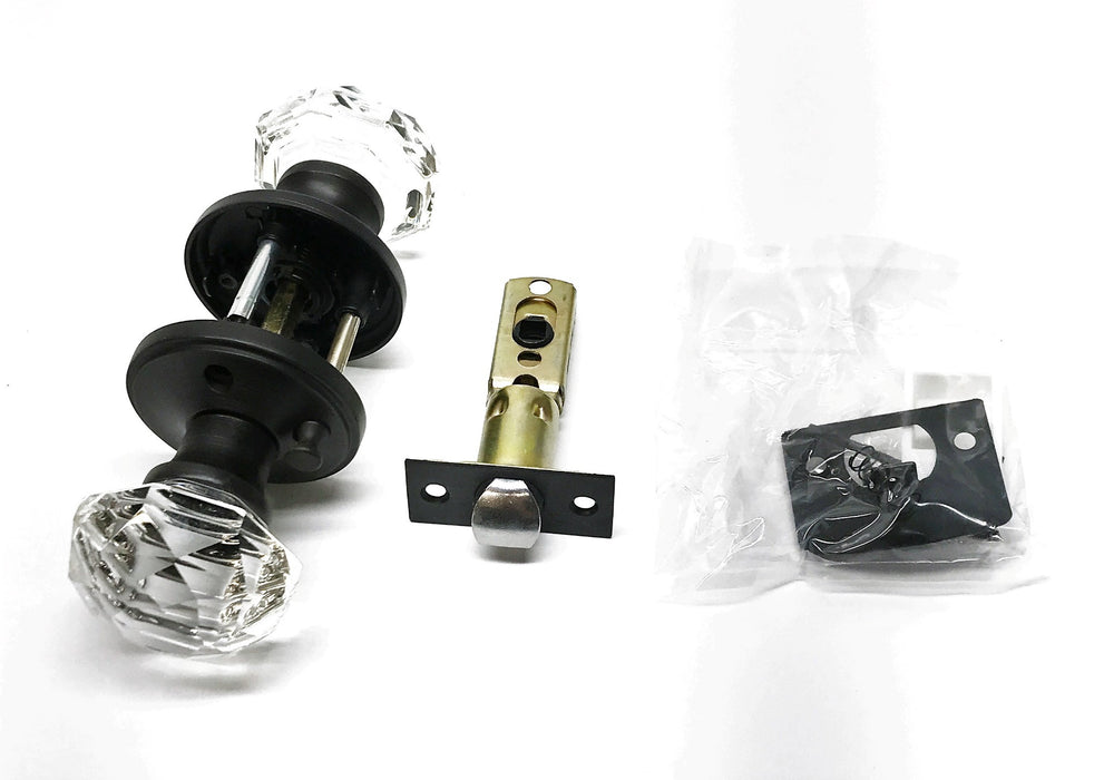 Golden Time Hardware Crystal Door Knob Assembly w Dark Brown Bezel DLC30RBBK NOS