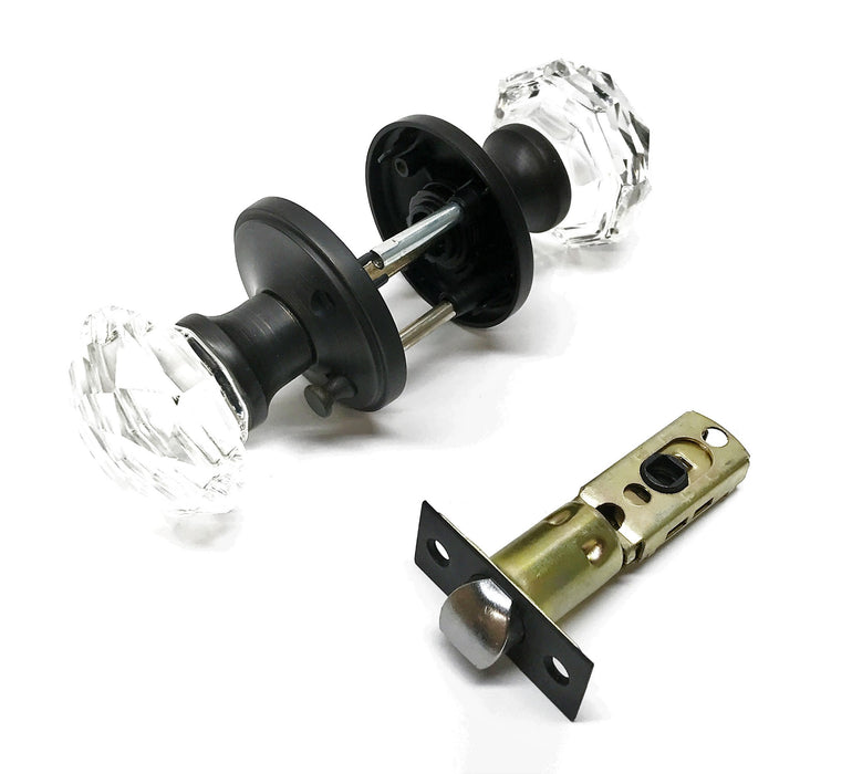 Golden Time Hardware Crystal Door Knob Assembly w Dark Brown Bezel DLC30RBBK NOS