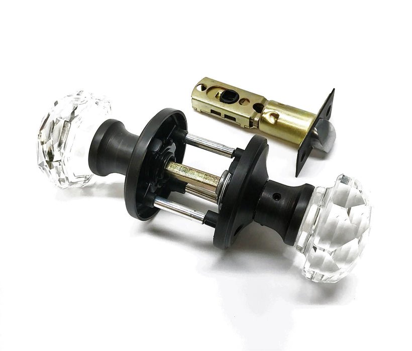 Golden Time Hardware Crystal Door Knob Assembly w Dark Brown Bezel DLC30RBBK NOS