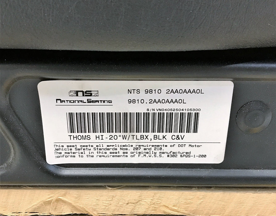 National Seating/TBB 20" Wide Seat Assembly (Seat Only) NTS-9810-2AA0AAA0L NOS