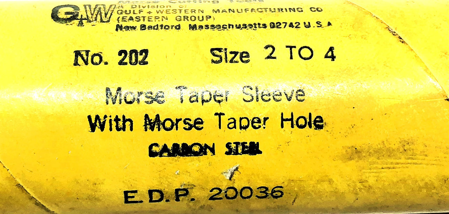 Morse No. 202 Size 2 To 4 Taper Sleeve With Morse Taper Hole 20036 NOS