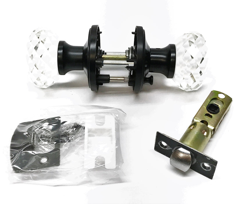 Golden Time Hardware Crystal Door Knob Assembly w/ Black Bezel DLC10BKBK NOS