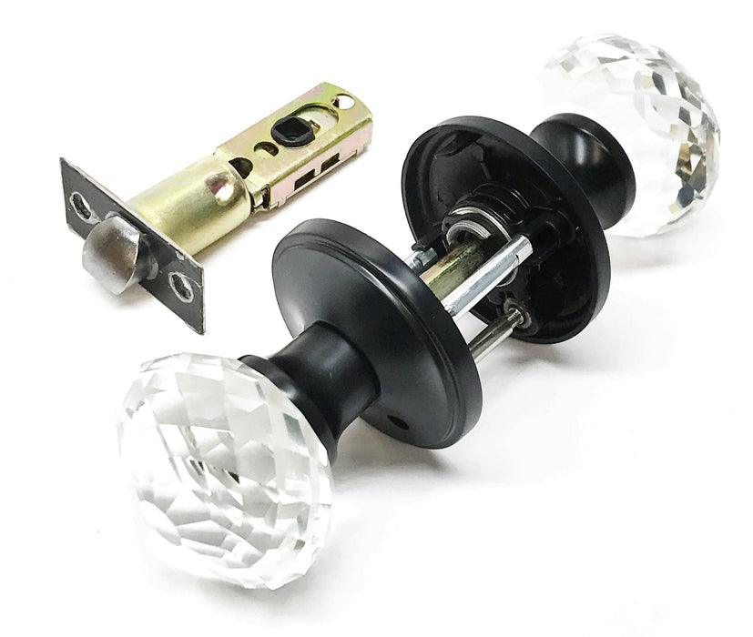 Golden Time Hardware Crystal Door Knob Assembly w/ Black Bezel DLC10BKBK NOS
