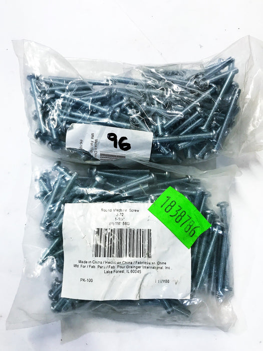 Grainger 8-32 1-1/2" Machine Screws Round Philips Head 1MY86G [Lot of 196] NOS