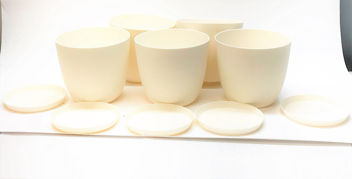Mkono 6.5" Round Plastic Planter w/ Saucer  YYSLHPM01 [Lot of 5] NOS