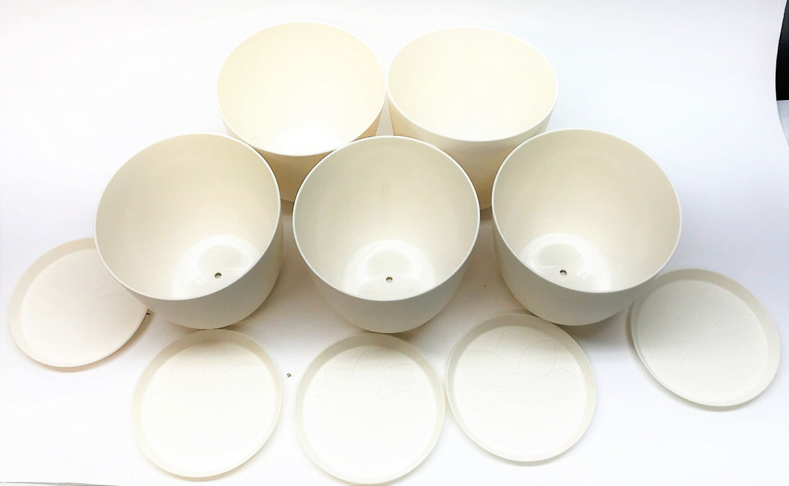 Mkono 6.5" Round Plastic Planter w/ Saucer  YYSLHPM01 [Lot of 5] NOS