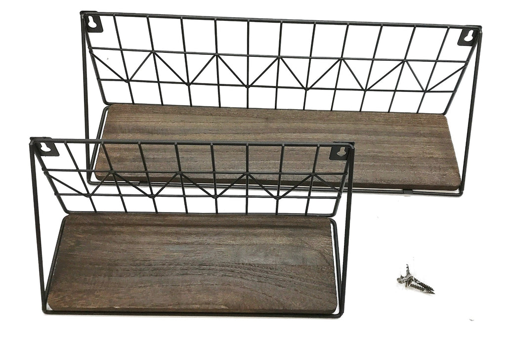 Mkono Floating Wall Mounted Rustic Brown Small/Medium Shelf Set JJBGTJ006 NOS