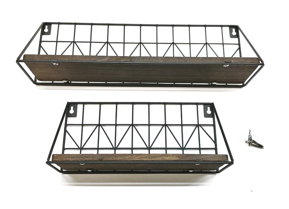 Mkono Floating Wall Mounted Rustic Brown Small/Medium Shelf Set JJBGTJ006 NOS