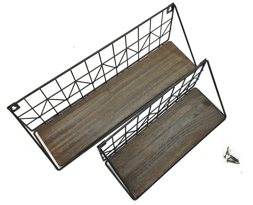 Mkono Floating Wall Mounted Rustic Brown Small/Medium Shelf Set JJBGTJ006 NOS