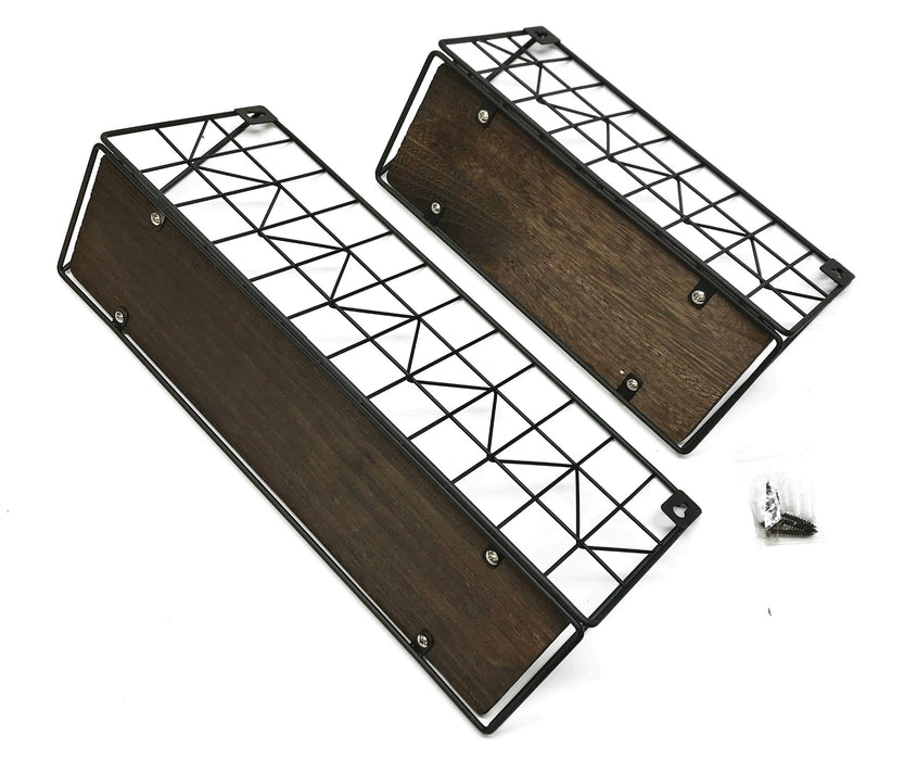 Mkono Floating Wall Mounted Rustic Brown Small/Medium Shelf Set JJBGTJ006 NOS