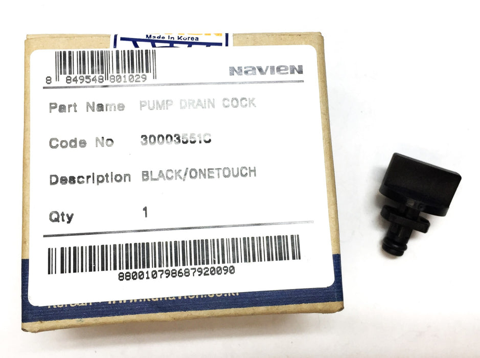 Navien Black One-Touch Pump Drain Cock 30003551C NOS