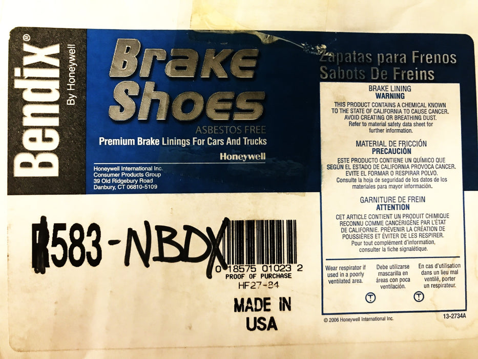 Bendix Premium Brake Shoe Set R583 NOS