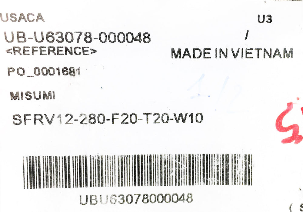 MISUMI D-Cut Rotary Shaft 12mm x 280mm SFRV12-280-F20-T20-W10 [Lot of 5] NOS