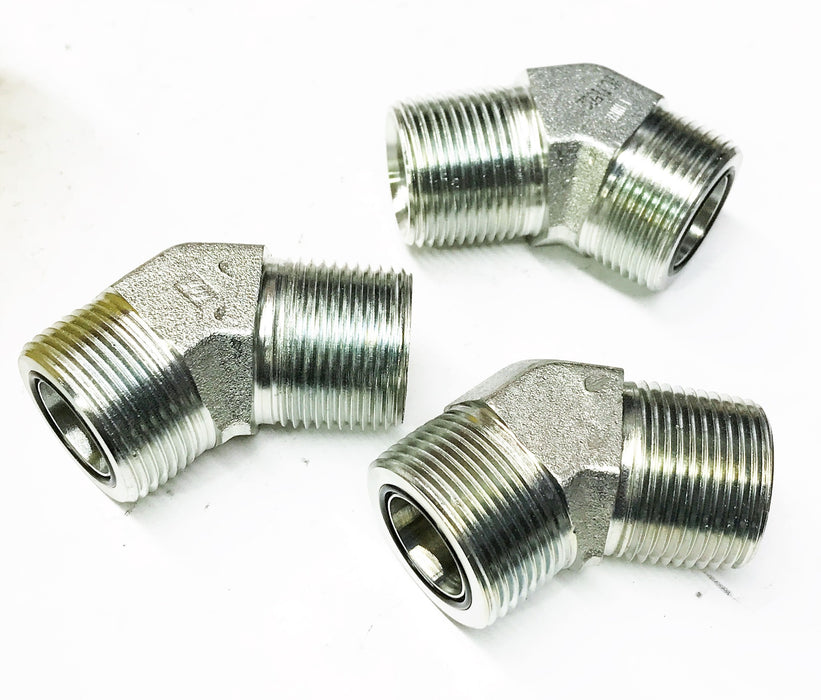 Brennan 1" Male Flat Face O-Ring x 1" Male Pipe Rigid FS2503-16-1 [Lot of 3] NOS