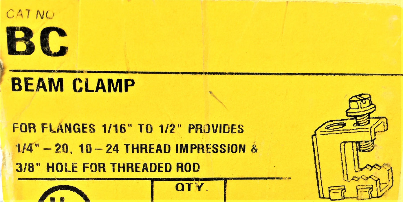 CADDY 1/16"-1/2" Beam Clamp for Flanges 3/8" Threaded Hole BC [Lot of 24] NOS
