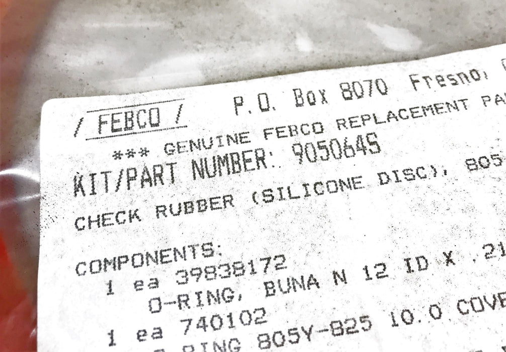 Febco 10" Check Rubber Kit 905064S NOS