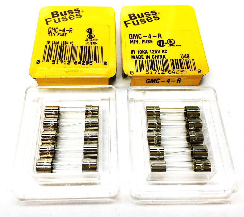 Bussmann/Buss Fuse IR 10kA 125V AC GMC-4-R [Lot of 10] NOS