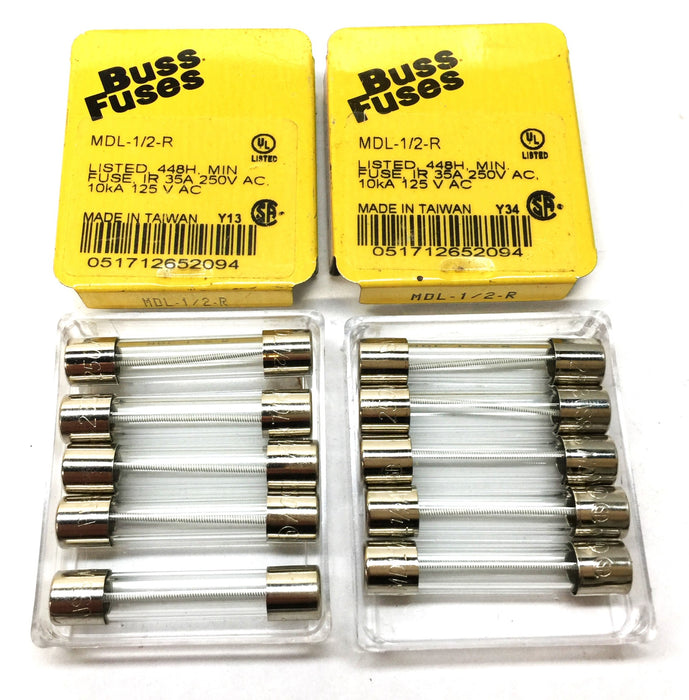 Bussmann/Buss Fuse IR 35A 250V AC MDL-1/2-R [Lot of 10] NOS