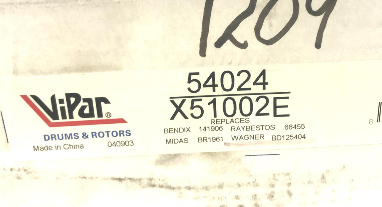 Vipar Disc Brake Rotor and Hub Assembly 54024 NOS
