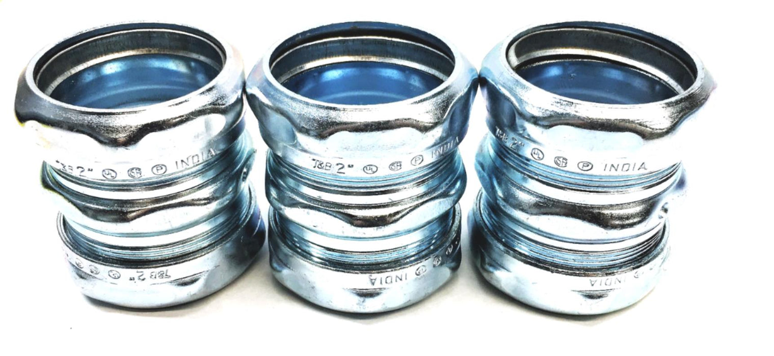 Thomas & Betts 2 Inch Steel Zinc Plated EMT Compression Connector [Lot of 3] NOS