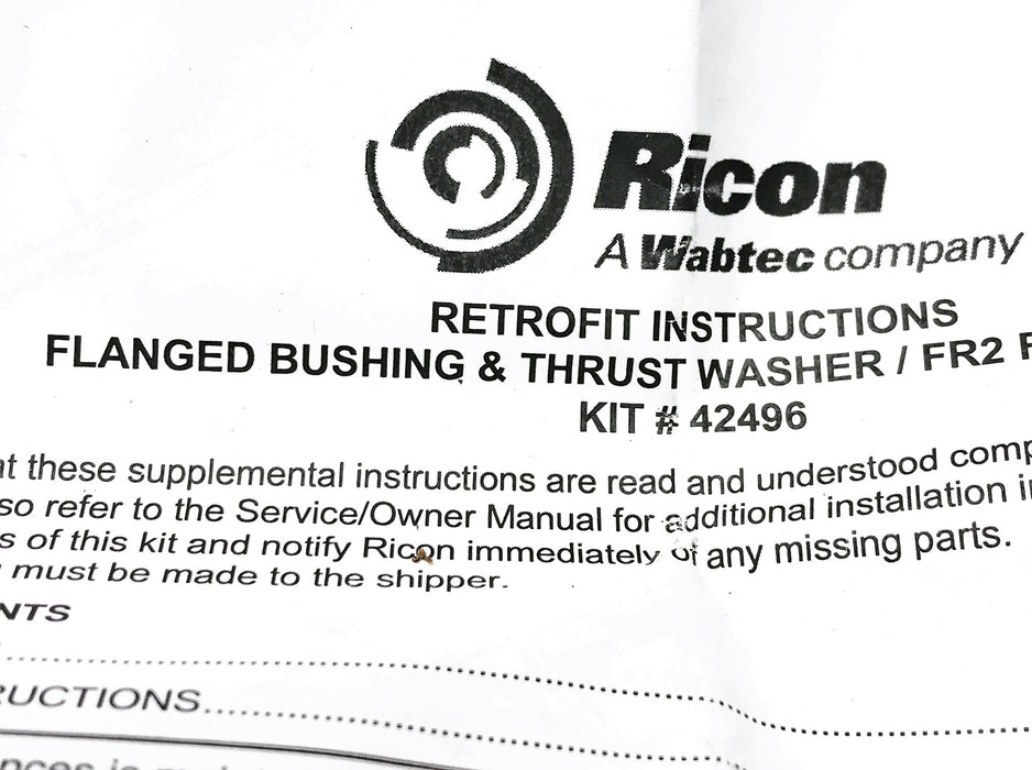 Ricon Fold Over Ramp Flanged Bushing & Thrust Washer Kit 42496 NOS