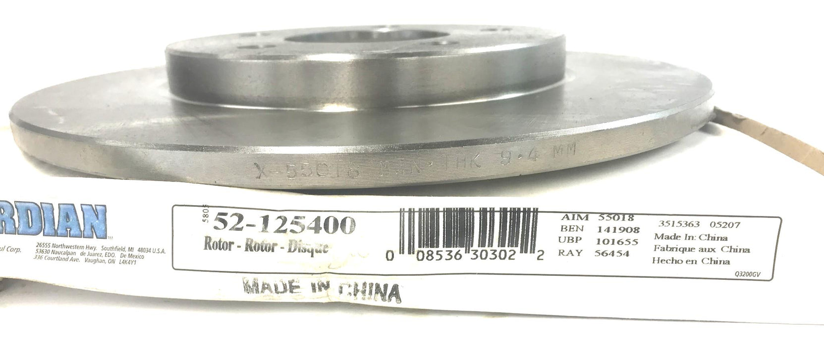 Guardian/Wagner Disc Brake Rotor 52-125400 NOS