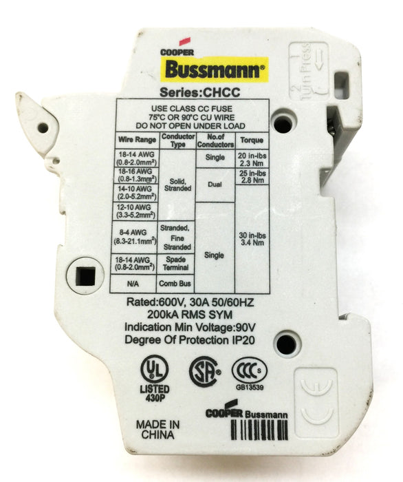 Cooper Bussmann CHCC Circuit Breaker 600V 30A 50/60HZ [Lot of 2] USED