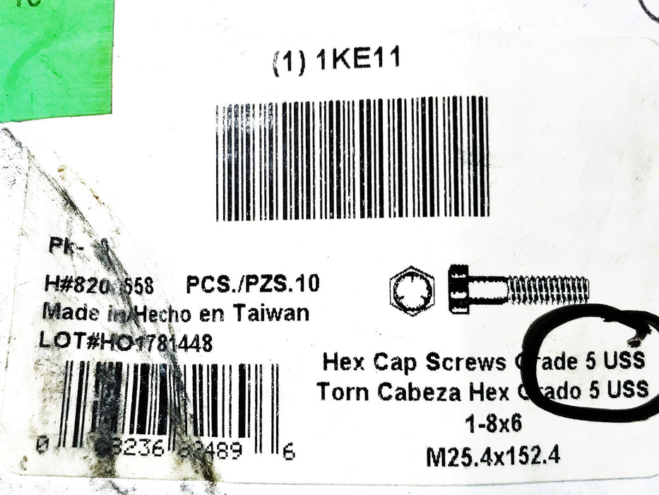 Hillman 1-8 x6" Carriage Bolts 8200558 [Lot of 10] NOS